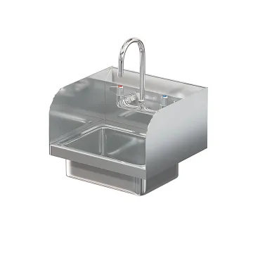 BRAZOS 16GA 14 X 10 X 5 HANDSINK W / WALL FAUCET END SPLASH BOTH SIDES
