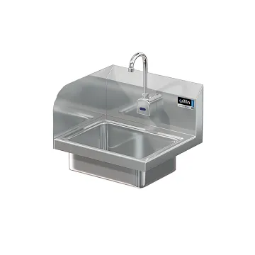 BRAZOS 16GA 14 X 10 X 5 HANDSINK W / WALL ELECTRONIC FAUCET END SPLASH LEFT