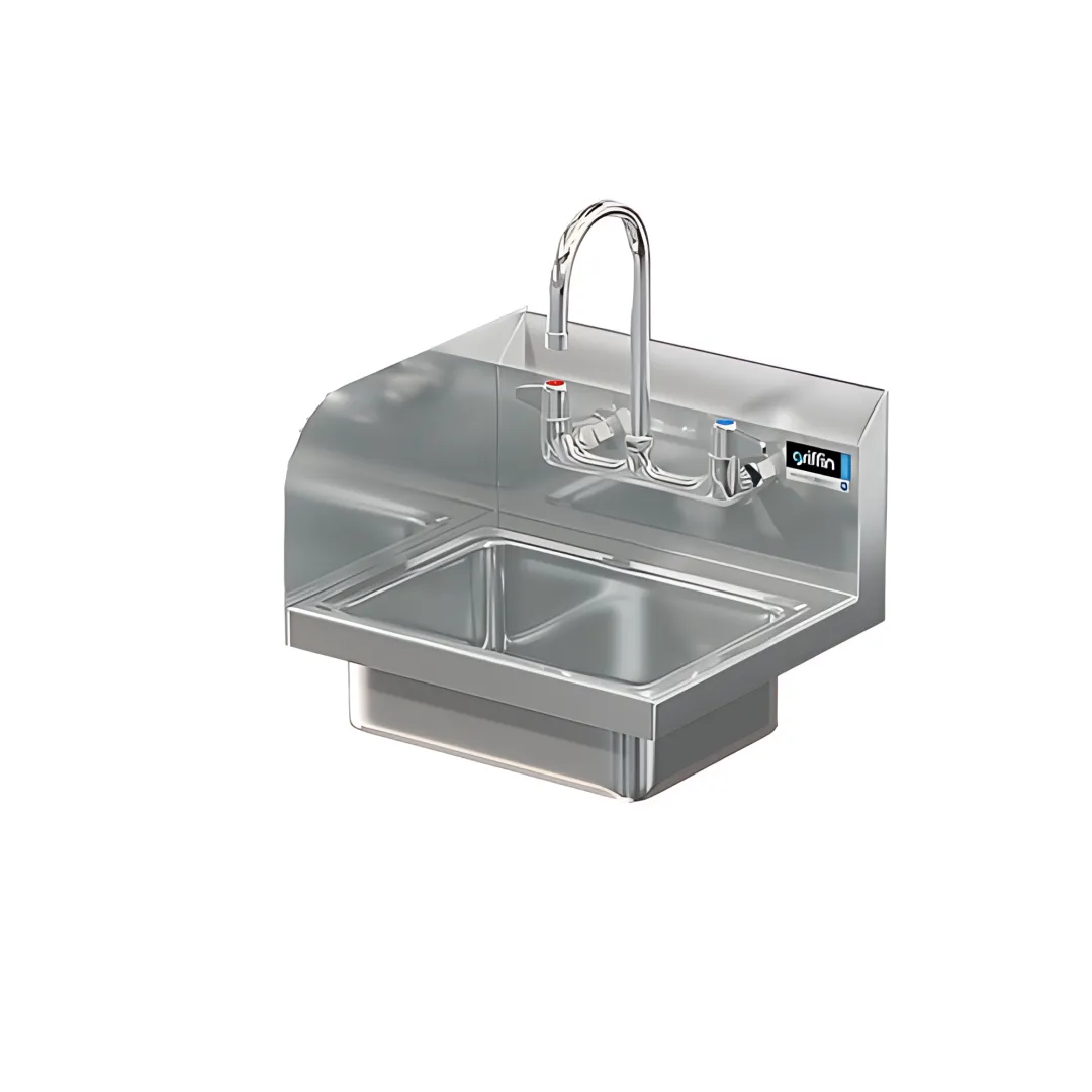 BRAZOS 16GA 14 X 10 X 5 HANDSINK W / WALL FAUCET END SPLASH LEFT