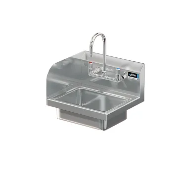 BRAZOS 16GA 14 X 10 X 5 HANDSINK W / WALL FAUCET END SPLASH LEFT