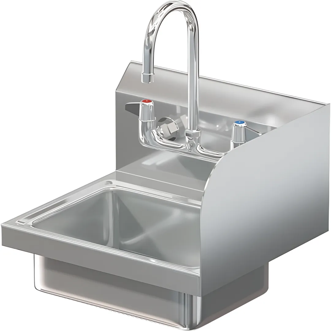 BRAZOS 16GA 14 X 10 X 5 HANDSINK W / WALL FAUCET END SPLASH RIGHT