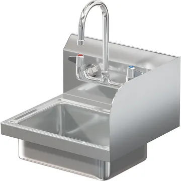 BRAZOS 16GA 14 X 10 X 5 HANDSINK W / WALL FAUCET END SPLASH RIGHT