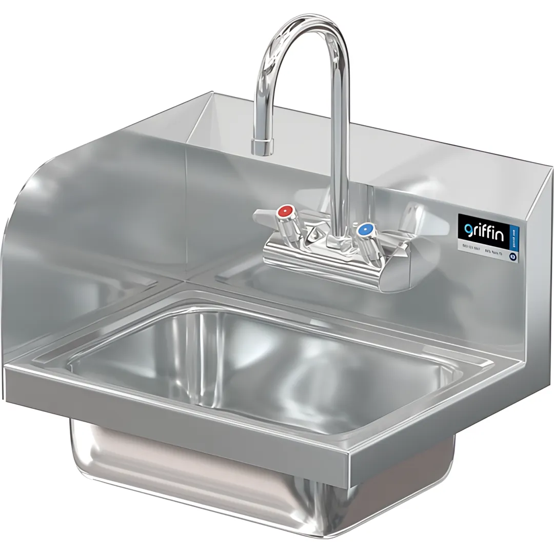 COMAL 14 X 10 X 5 HANDSINK WITH WALL FAUCET END SPLASH LEFT