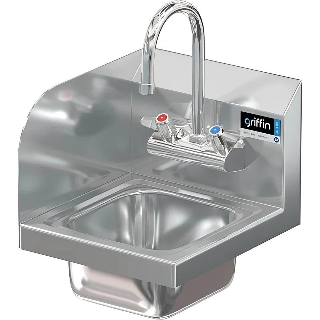 COMAL 9 X 9 X 5 HANDSINK SPACE SAVER WITH WALL FAUCET END SPLASH LEFT