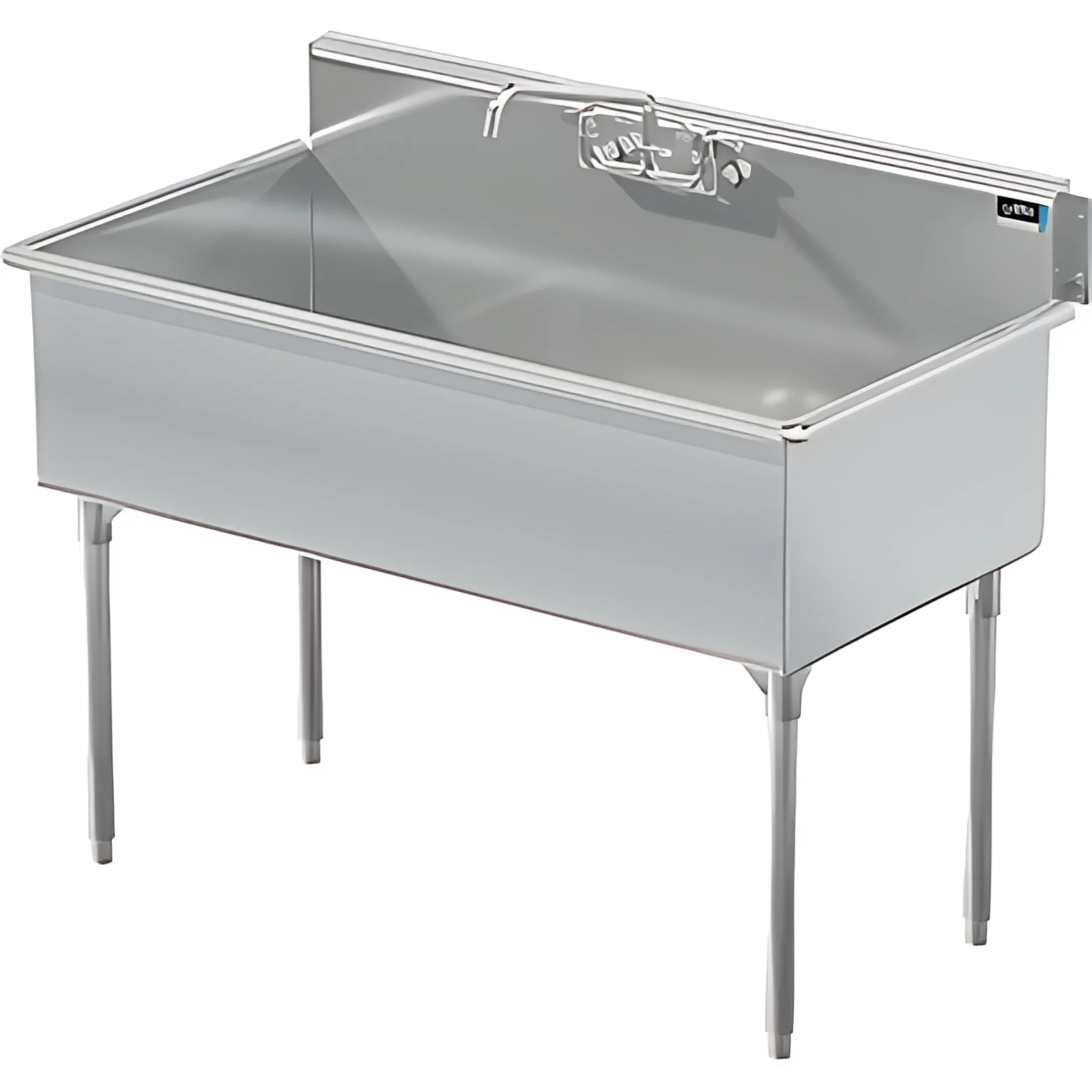 Stainless steel bar sink in a large institutional kitchen