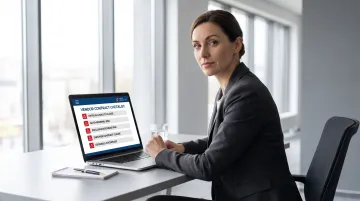 Business owner reviewing vendor contract red flags checklist on laptop screen