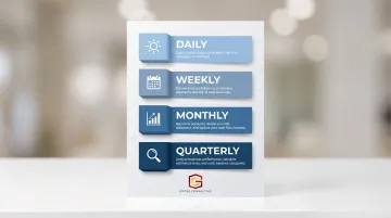 Consultant bookkeeping routine daily weekly monthly quarterly cadence infographic