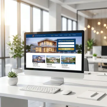 Modern real estate website design on desktop