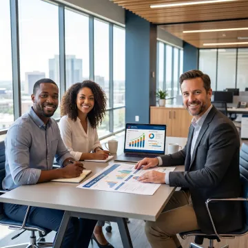 Business consultant meeting with Texas business owners