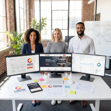 Custom website design team creating a business website