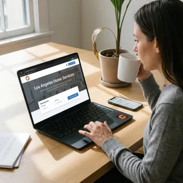 Home services website design on laptop and mobile screens