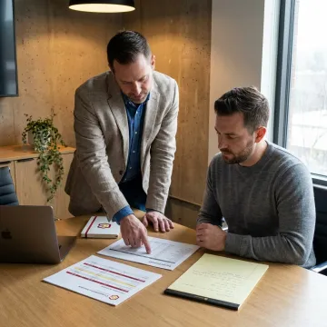 Consultant reviewing executive compensation plan