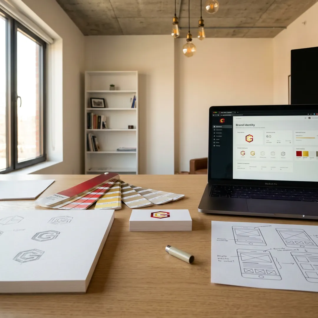 Brand graphic design workspace