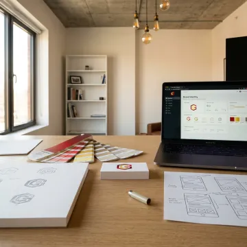 Brand graphic design workspace