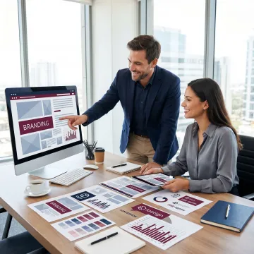 Brand strategy consultant reviewing brand assets and website plans