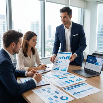 Consultant reviewing business systems and growth strategy