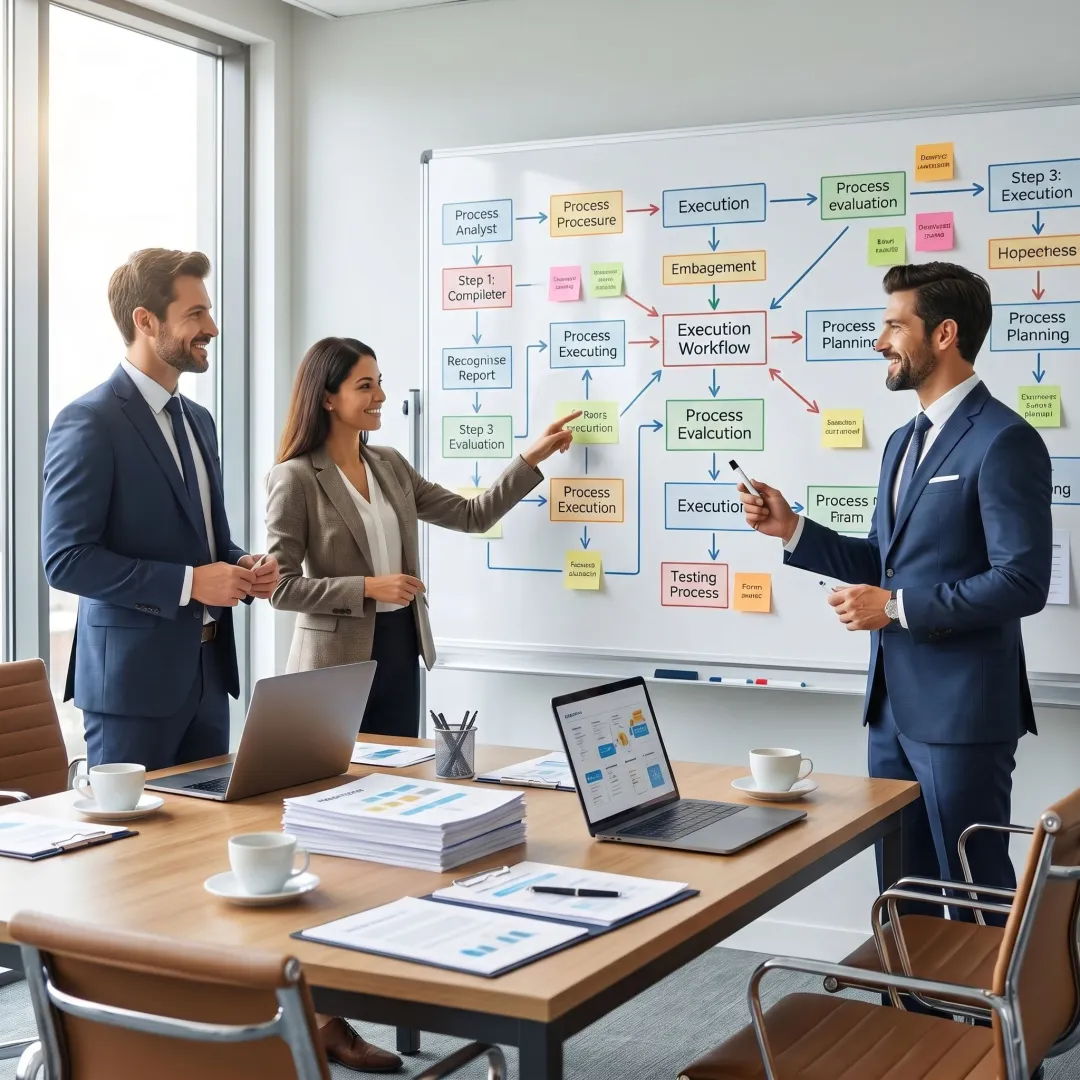 Consulting team mapping a business execution process
