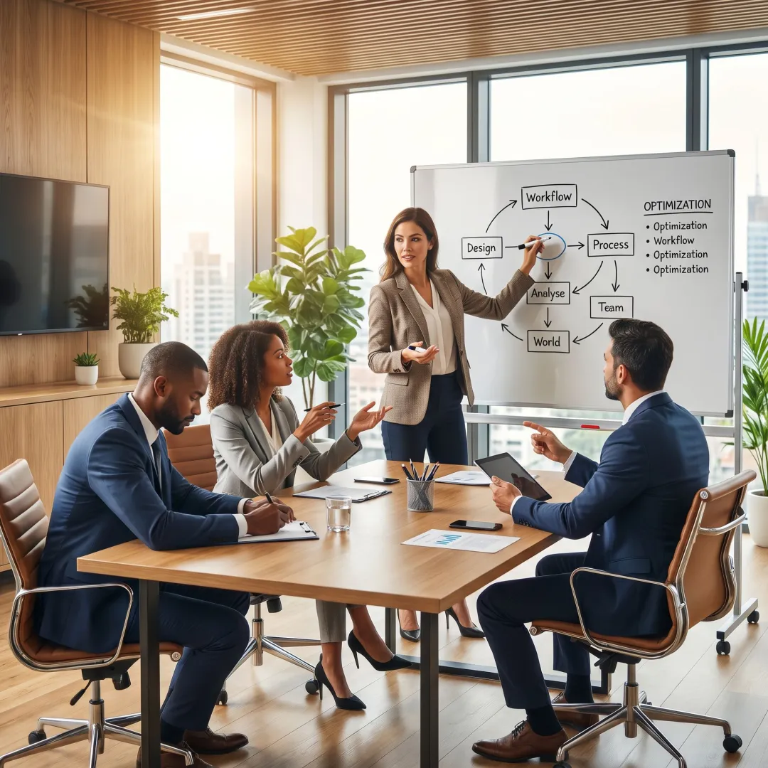 Consultant mapping a sales process with a team