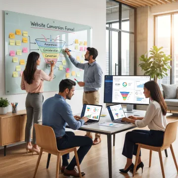 Team analyzing website conversion process