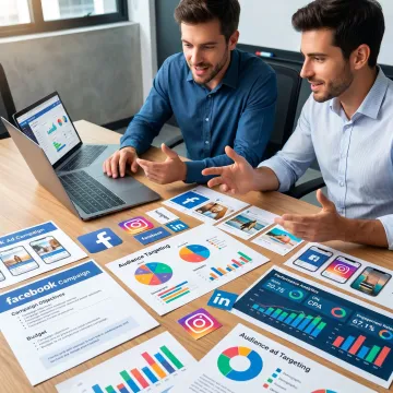 Team planning Facebook and Instagram ad strategy