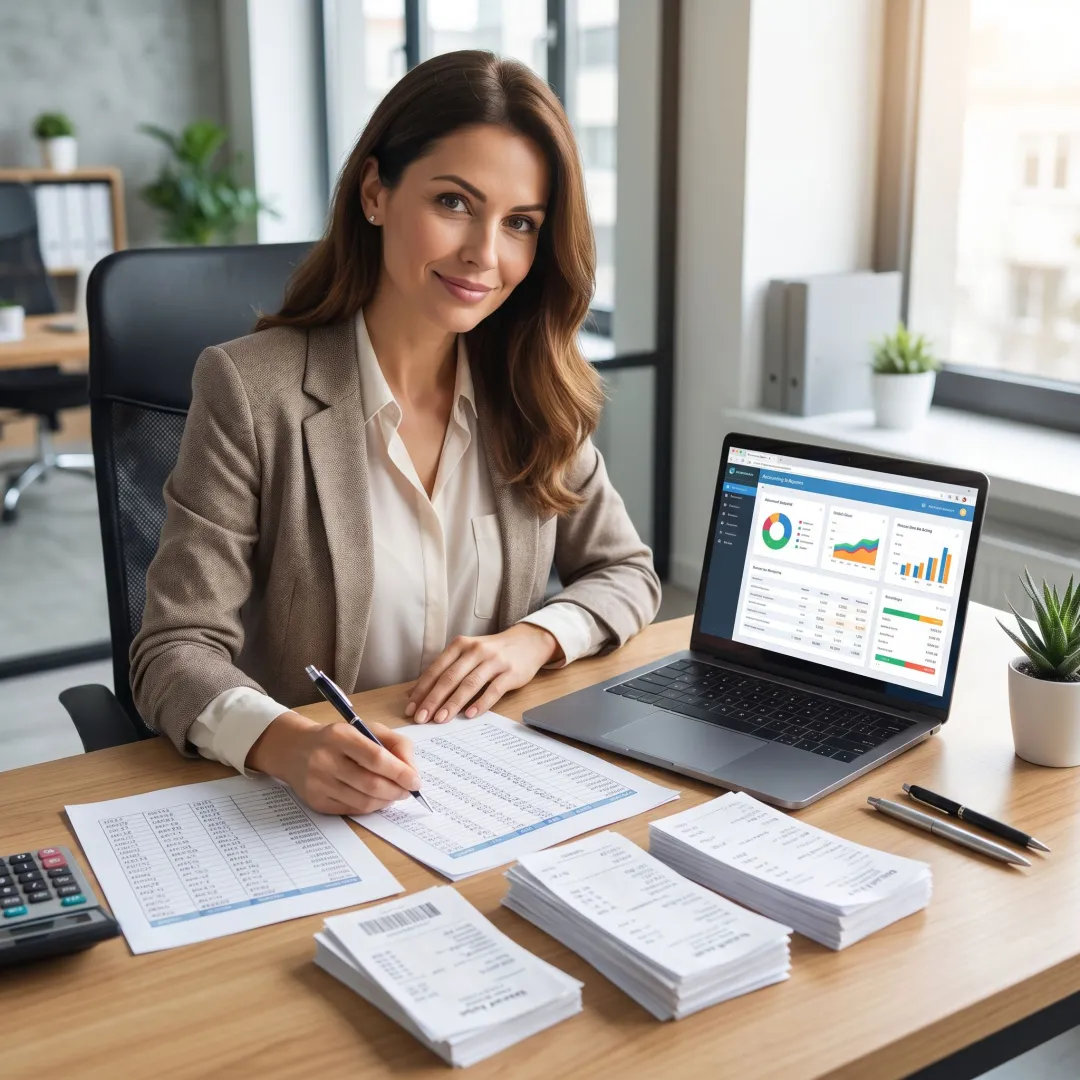 Bookkeeping professional organizing small business financial records