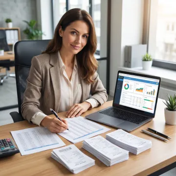 Bookkeeping professional organizing small business financial records