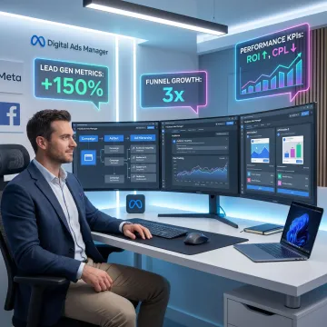 Facebook ads strategist planning campaign structure and tracking