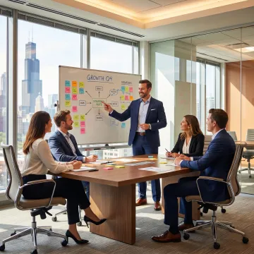 Business consultant meeting with a Chicago business team