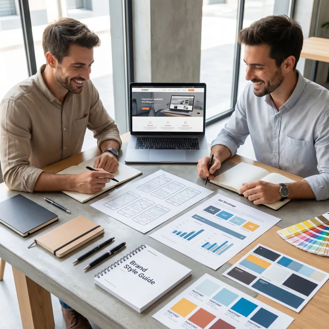 Brand strategy and marketing team planning a business growth campaign