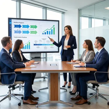 Consultant presenting business transformation strategy
