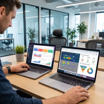 Consultant reviewing conversion data and website performance