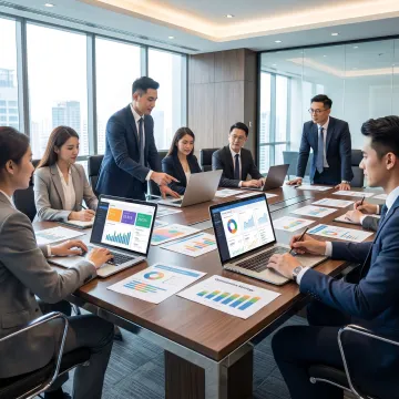 Team reviewing website analytics and conversion strategy