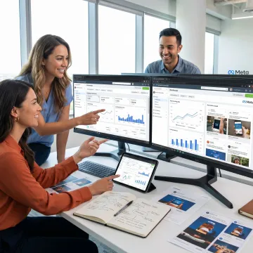 Team building a Facebook ad strategy and tracking setup