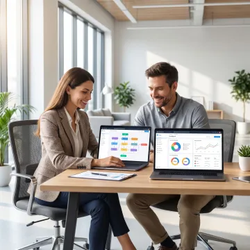 Business consultant reviewing automation workflows with a client