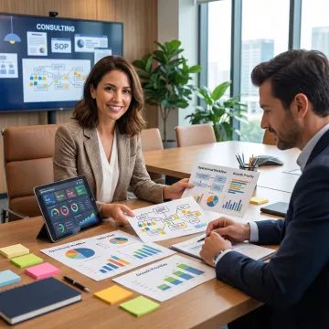 Consultant mapping business systems and growth priorities