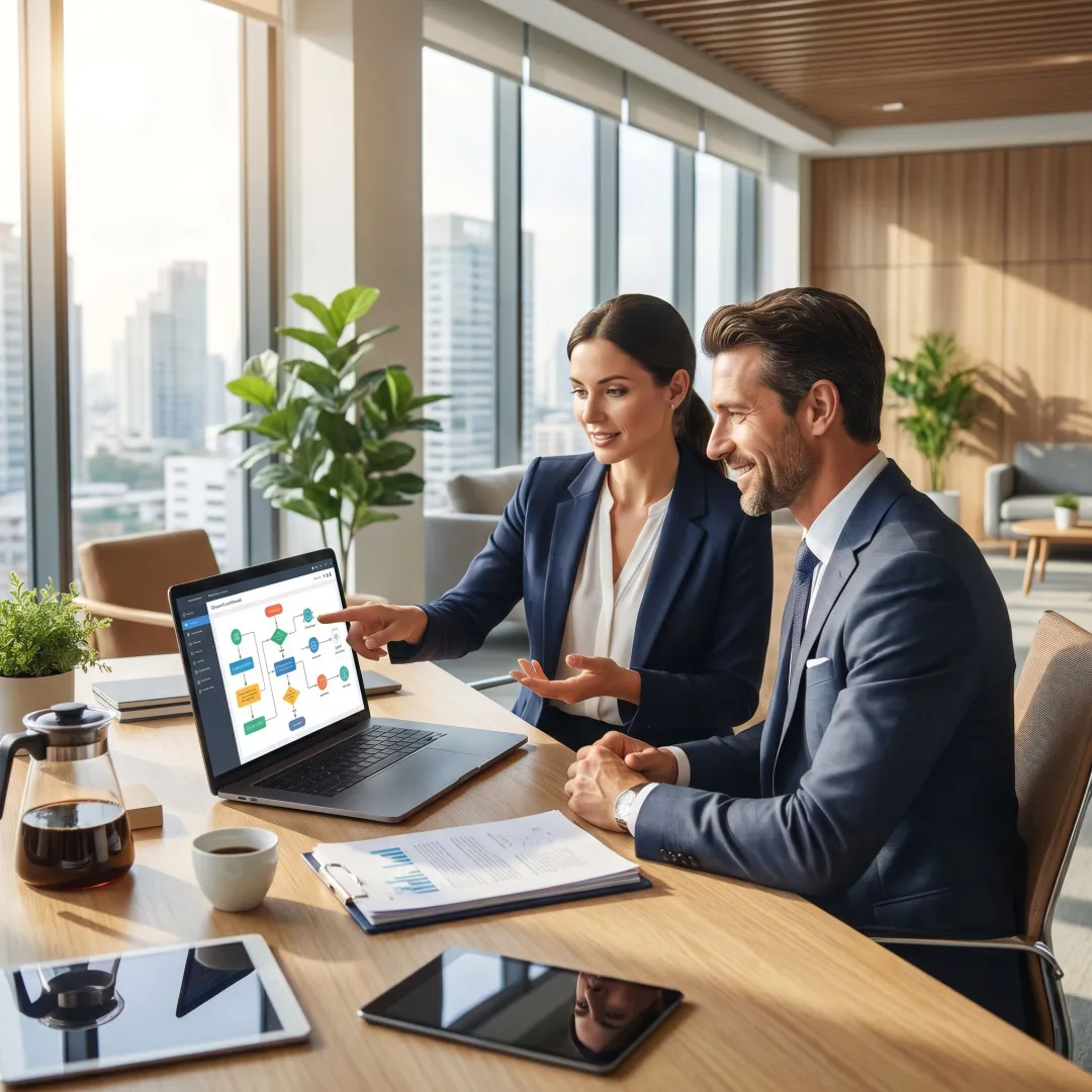 Business automation strategy session with workflow tools
