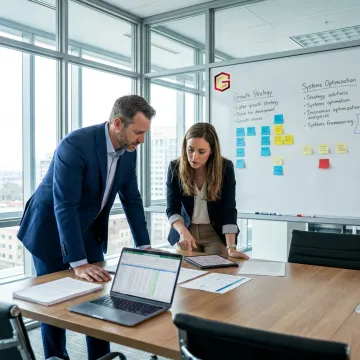 Executive consultant coaching a business owner