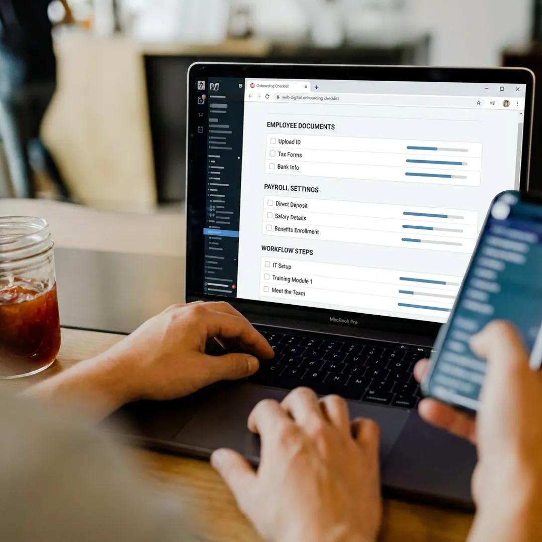 HR consultant setting up onboarding process