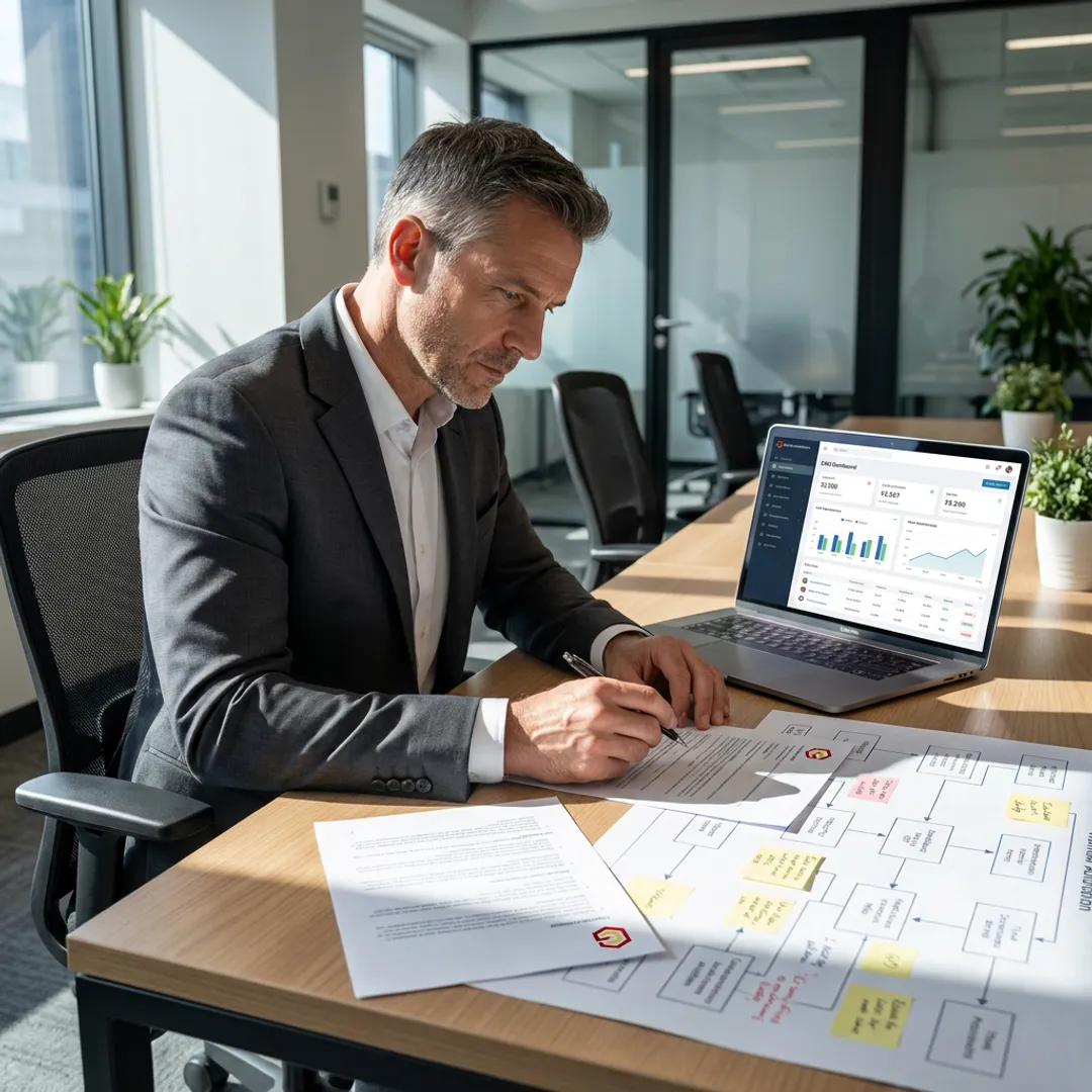 Consultant mapping automated business workflows