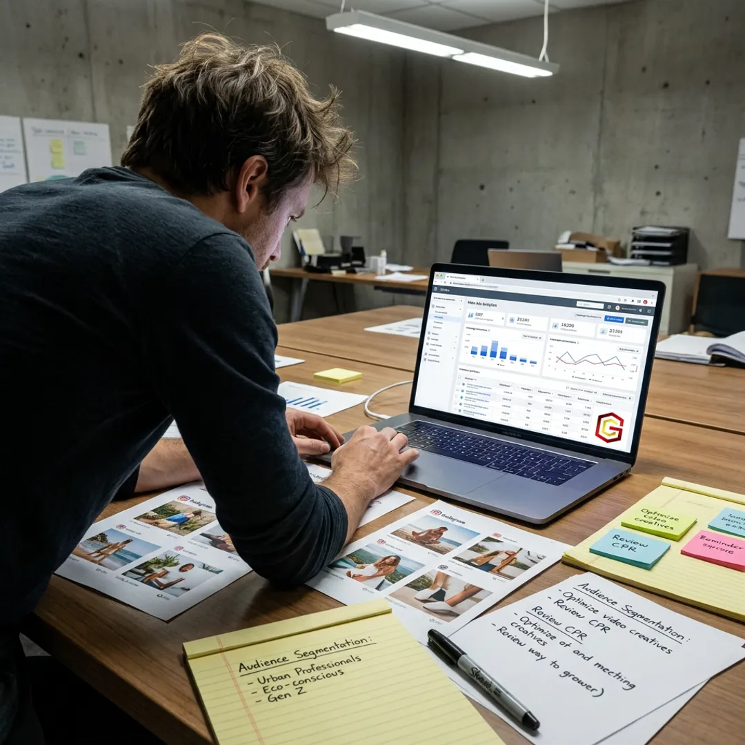 Marketing strategist planning Instagram ad campaigns