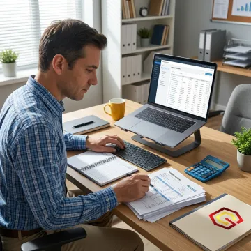 Bookkeeper organizing financial records