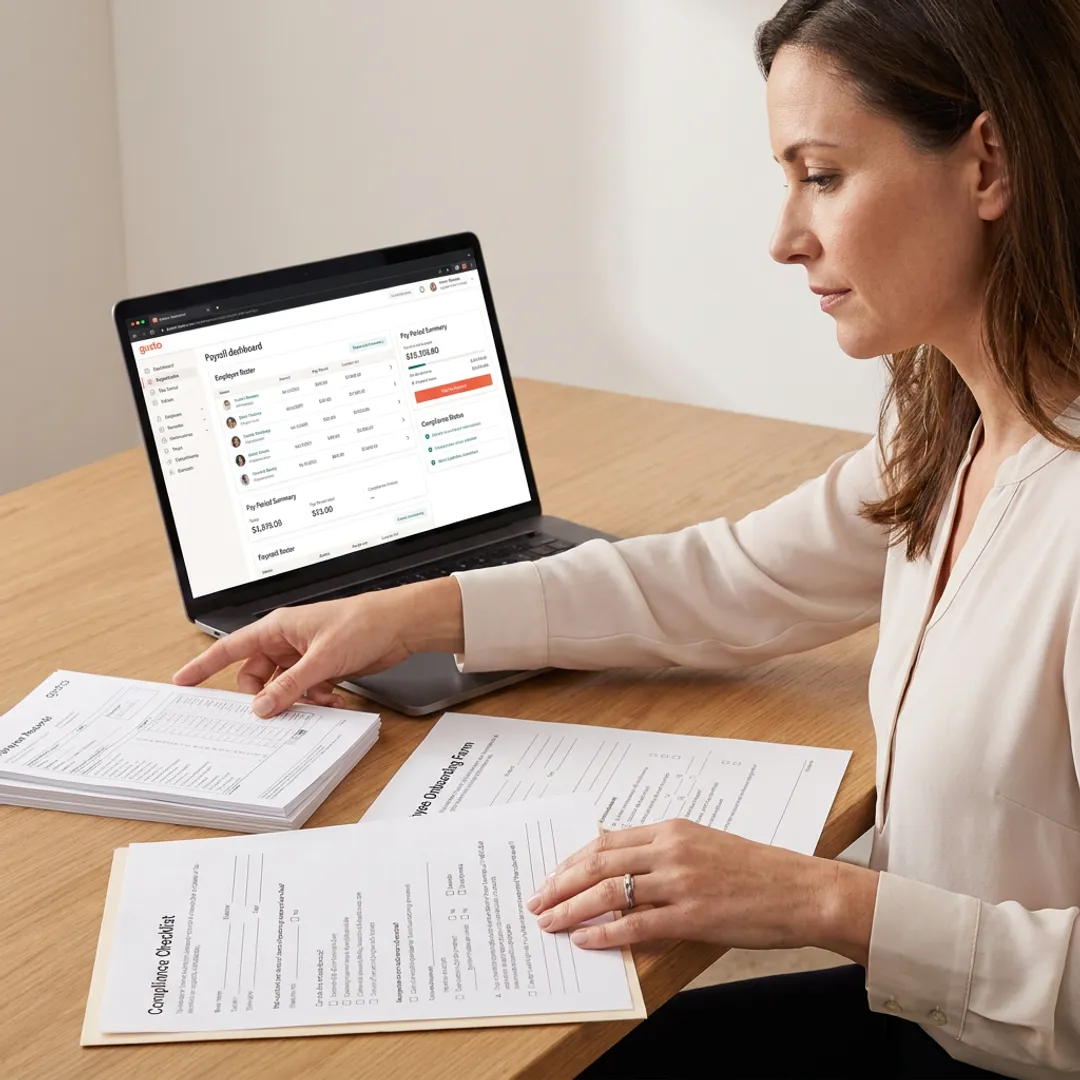 Payroll consultant organizing employee records