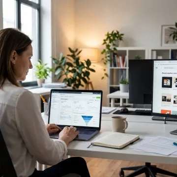 Marketing strategist reviewing campaign performance