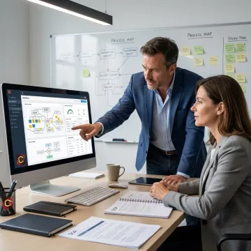 Operational efficiency consultant reviewing business systems