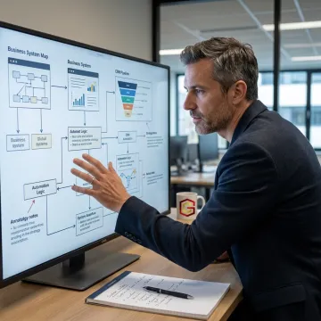 Consultant planning custom business systems
