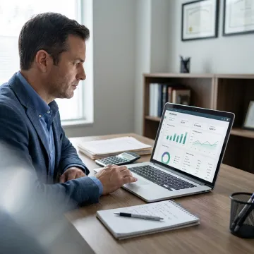 Attorney reviewing law firm bookkeeping reports