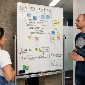 Digital marketing strategy session with analytics