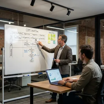 Consultant reviewing growth systems with a founder