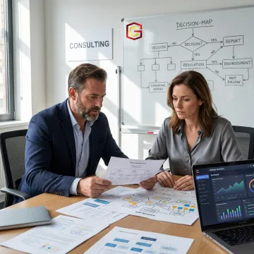 Consultant mapping leadership systems with a business owner