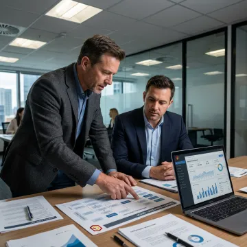 Performance consultant reviewing business growth dashboards